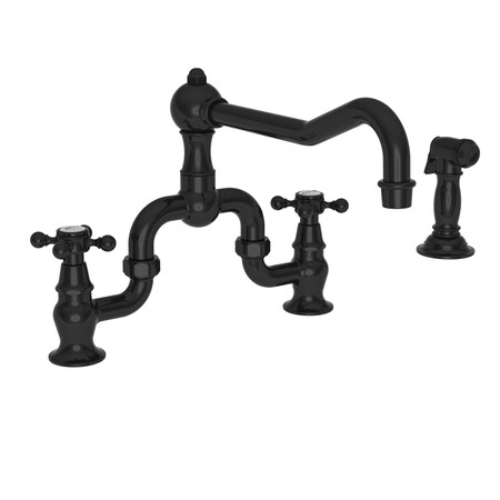 Newport Brass Kitchen Bridge Faucet With Side Spray in Gloss Black 9452-1/54